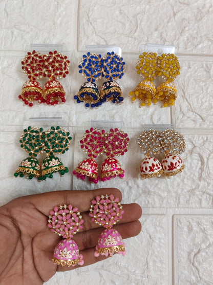 Meenakari Floral Earrings, Mehndi Favours, Return Gift For Women's