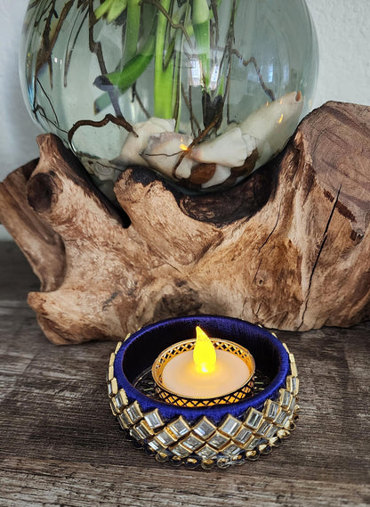 Kundan Work T-Light Candle Holder, Wedding Favors, Diwali, Puja Gifts