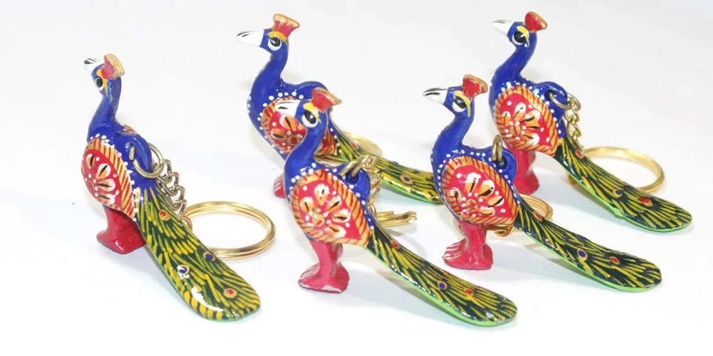 Metal Hand Painted Peacock Keychains Return Gifts