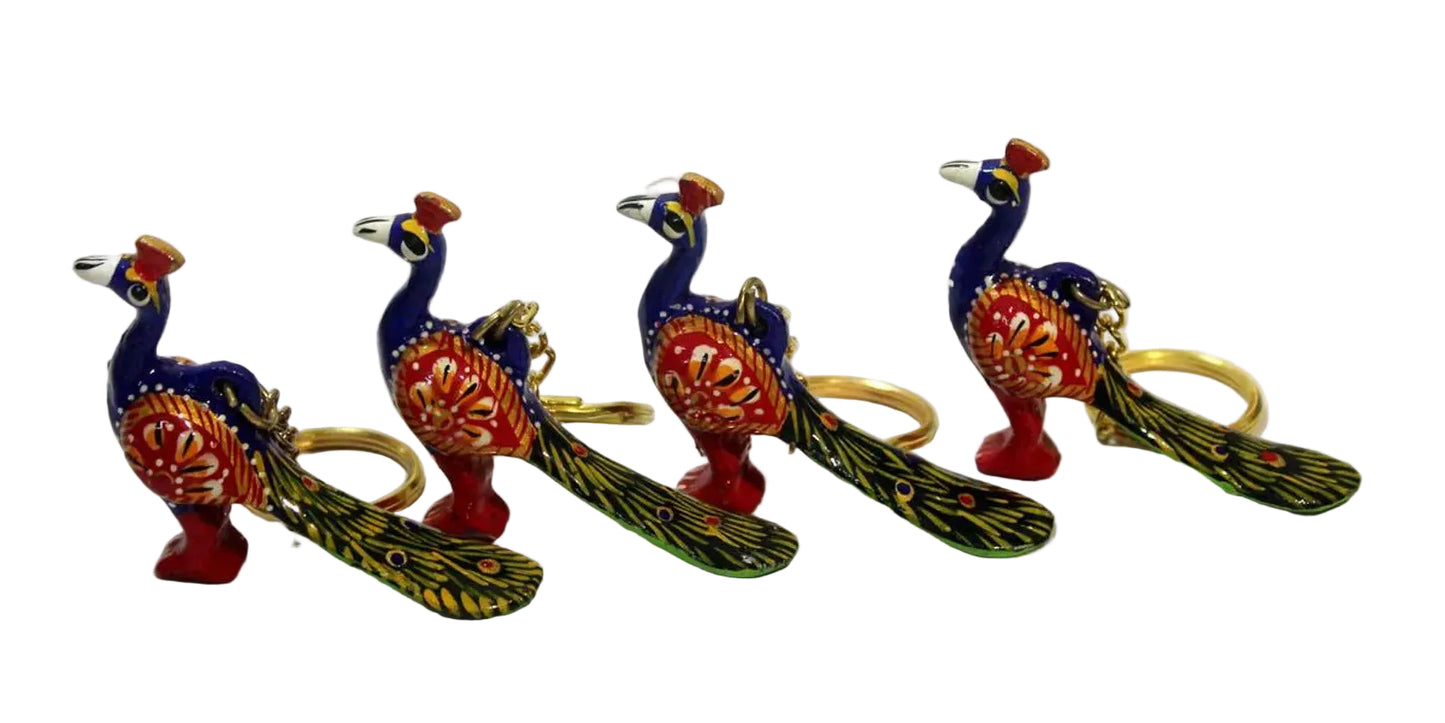 Metal Hand Painted Peacock Keychains Return Gifts