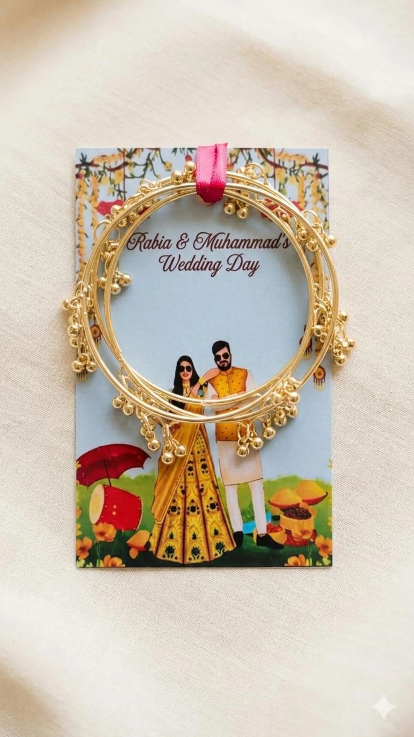 Personalized Indian Wedding Favors, Custom Bangles with Ghungroo, Mehendi Giveaways, Nikah Haldi Ceremony Favors