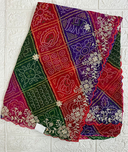 Multicolor Bandhani Saree