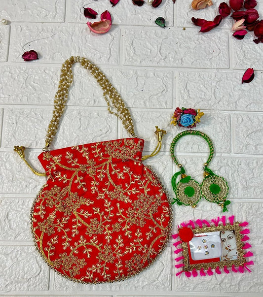 Potli With Bangle Ring And Bindi Mehndi Fvaors Return Gifts