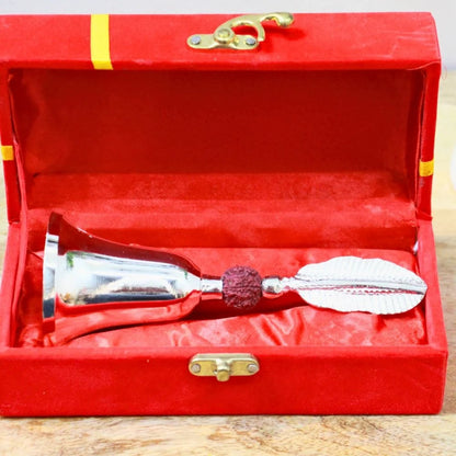 German silver puja bell Ideal for return gifts, housewarming, wedding favors & puja gifts.