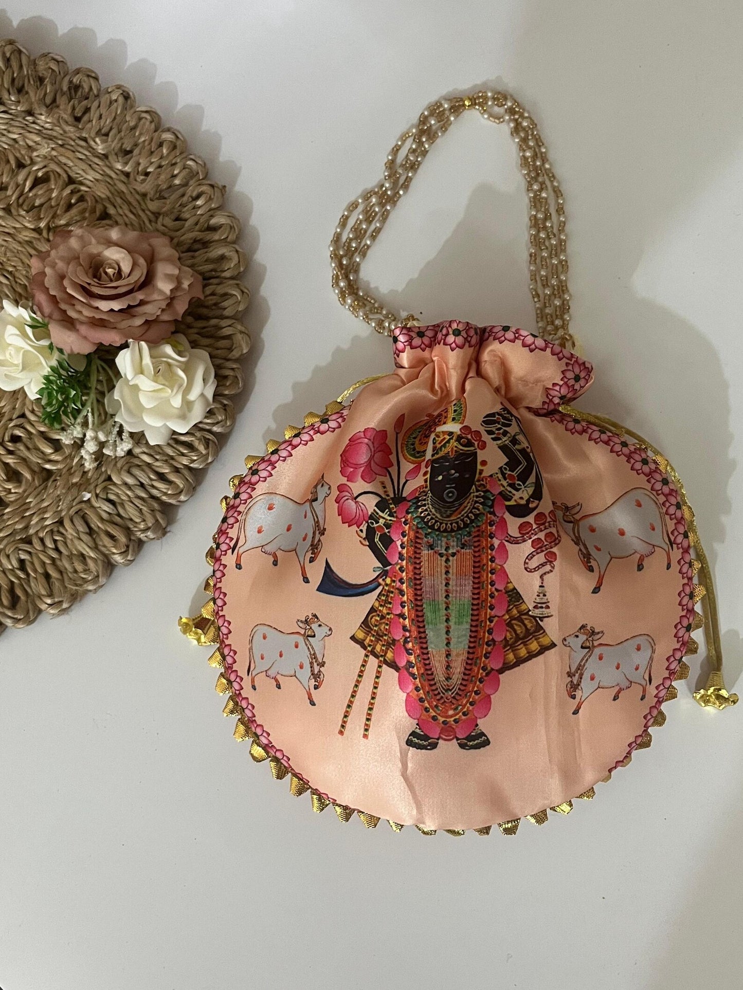 Shrinath Ji Potli Bags Women's Return Gifts Puja Favors