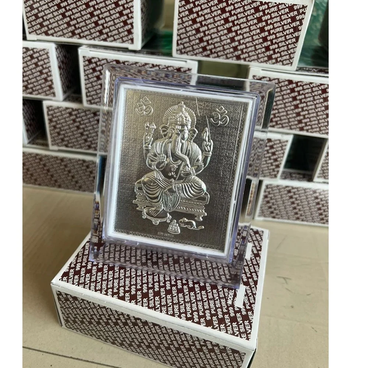 Ganesh German Silver Frame Housewarming, Puja Gifts, Return Gift For Guests