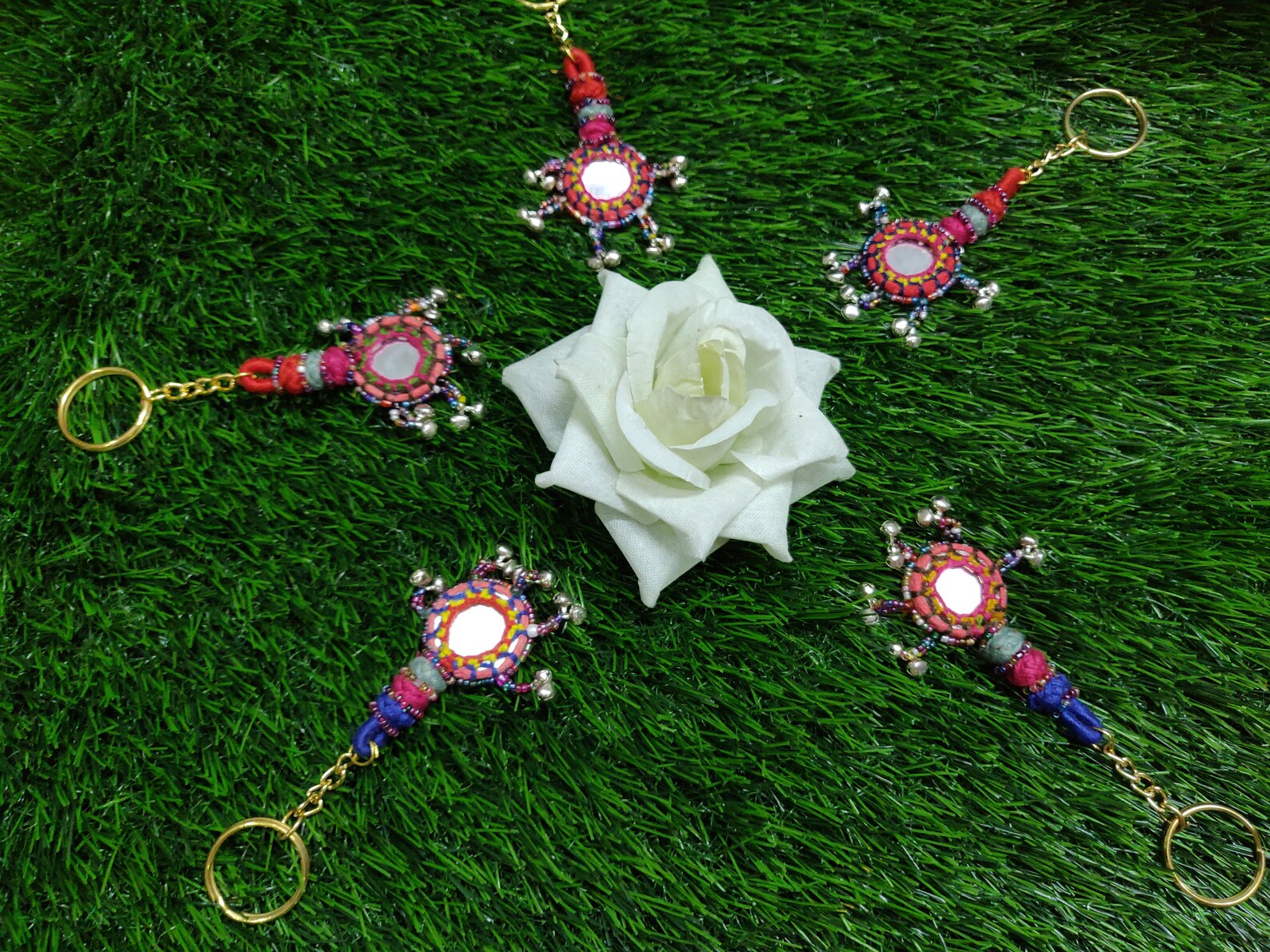 Rajasthani Banjara Tassel Mirror Keychains Return Gifts