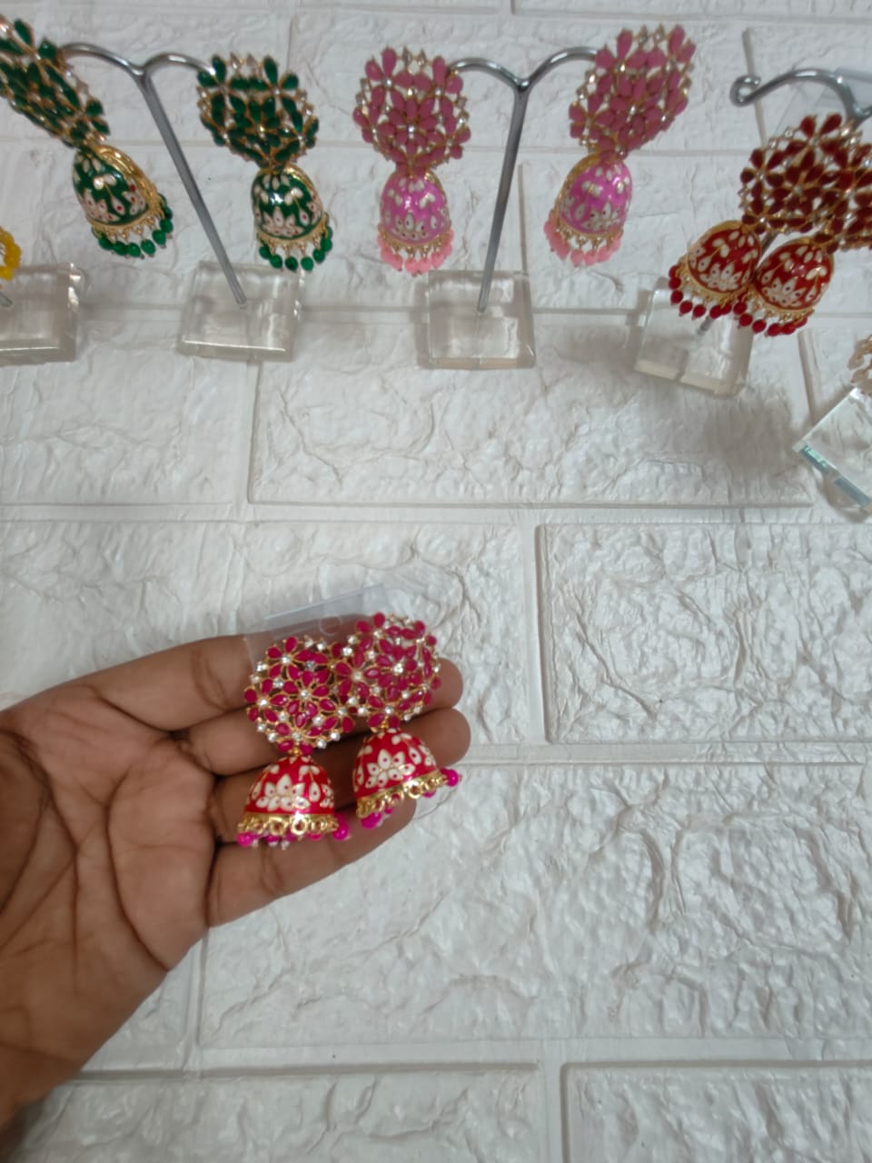 Meenakari Floral Earrings, Mehndi Favours, Return Gift For Women's