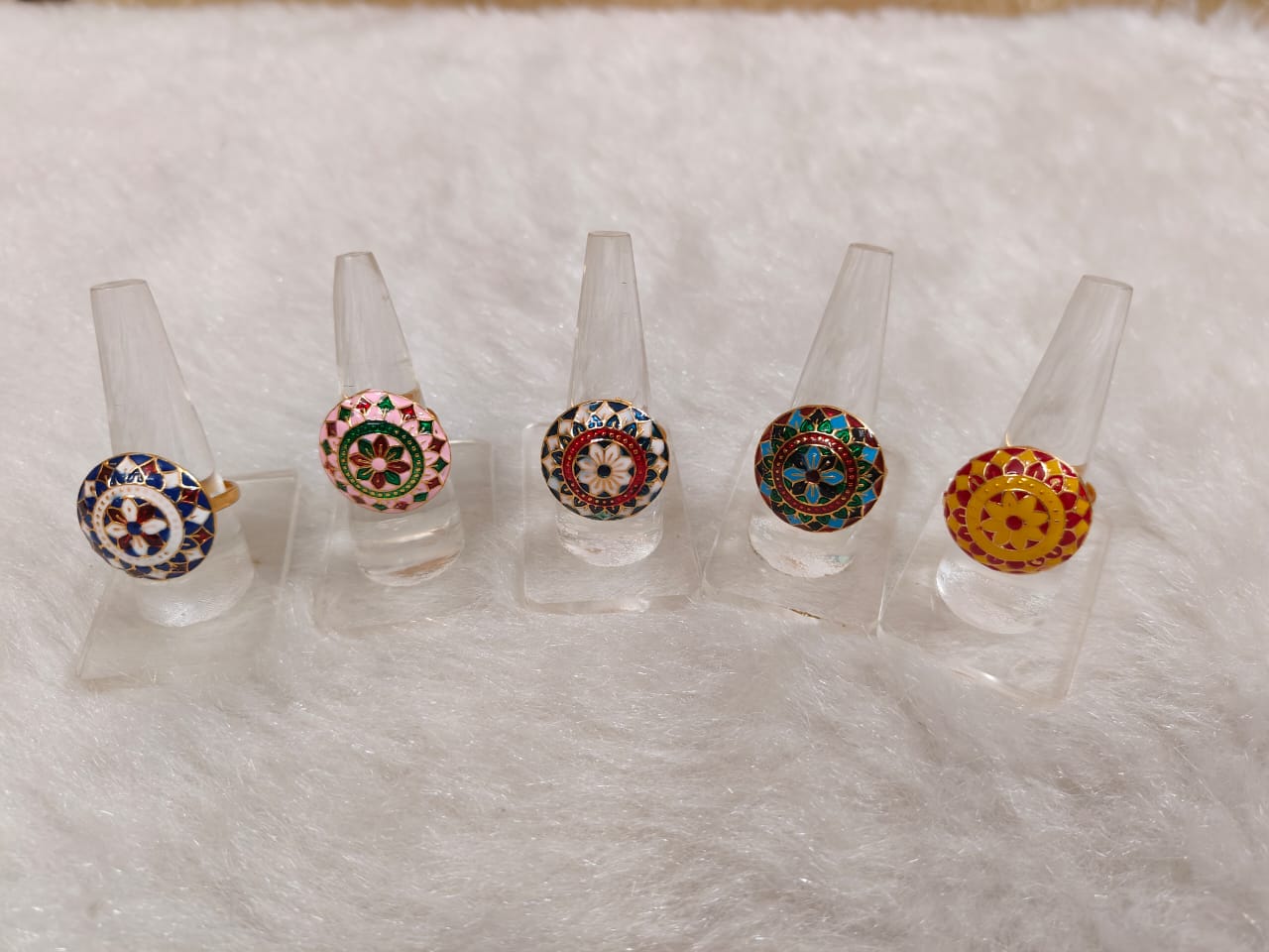 Meenakari Rings For Mehendi Wedding Favors, Bridesmaid Cocktail gifts