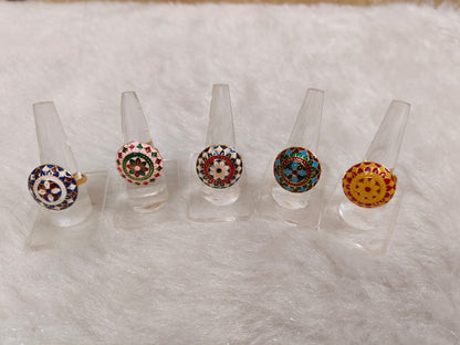 Meenakari Rings For Mehendi Wedding Favors, Bridesmaid Cocktail gifts