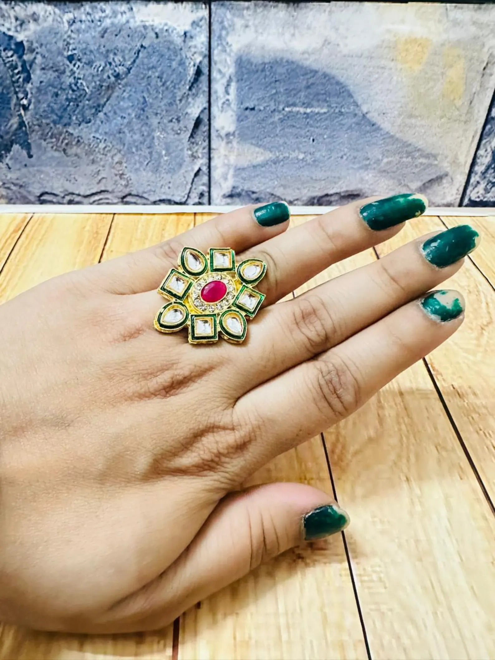 Pack Of 100 Adjustable Kundan Rings Mehndi Favors, Sangeet Return Gifts