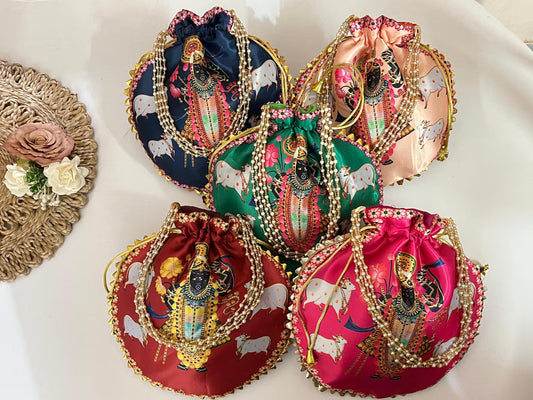 Shrinath Ji Potli Bags Women's Return Gifts Puja Favors