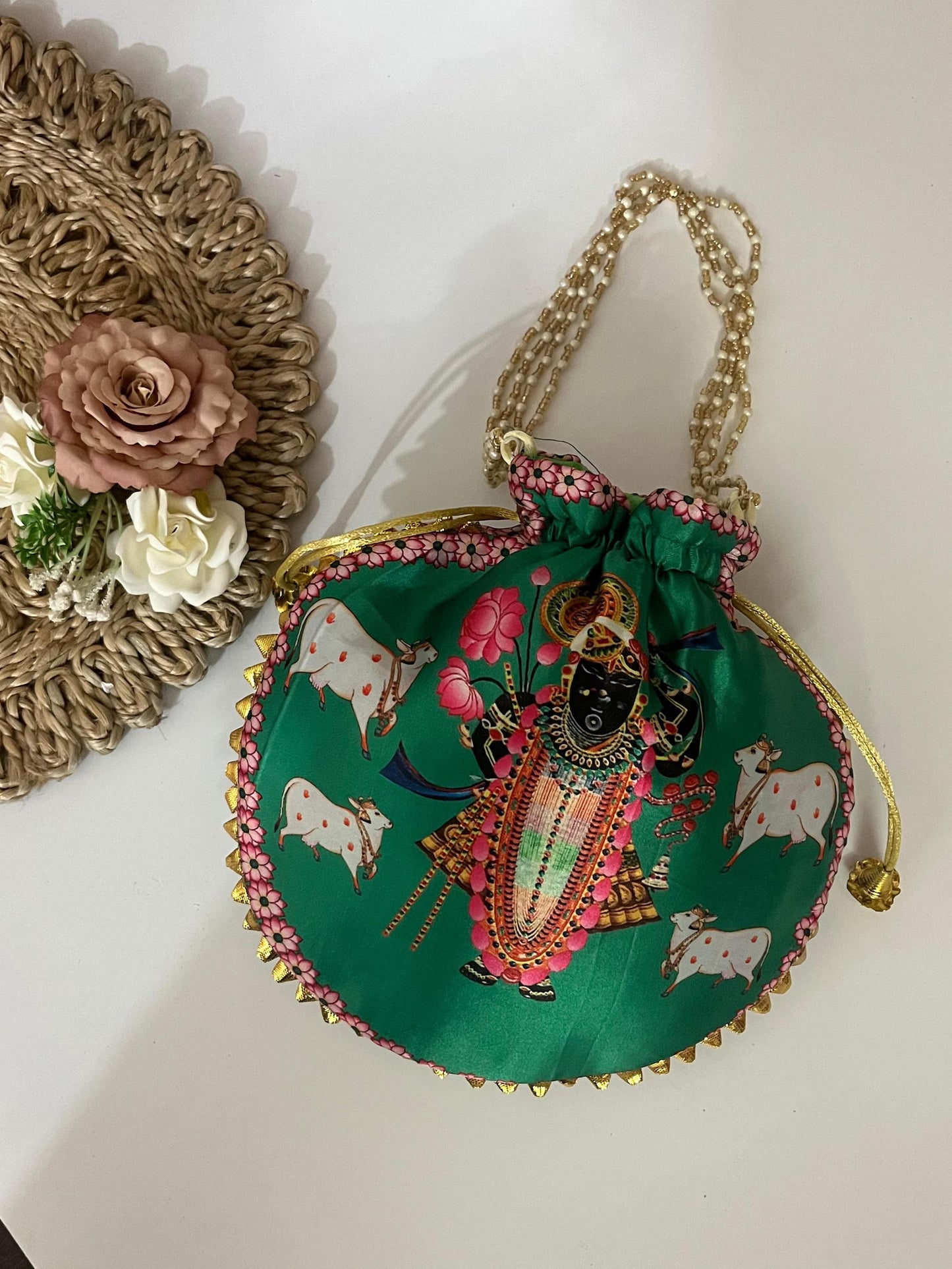 Shrinath Ji Potli Bags Women's Return Gifts Puja Favors