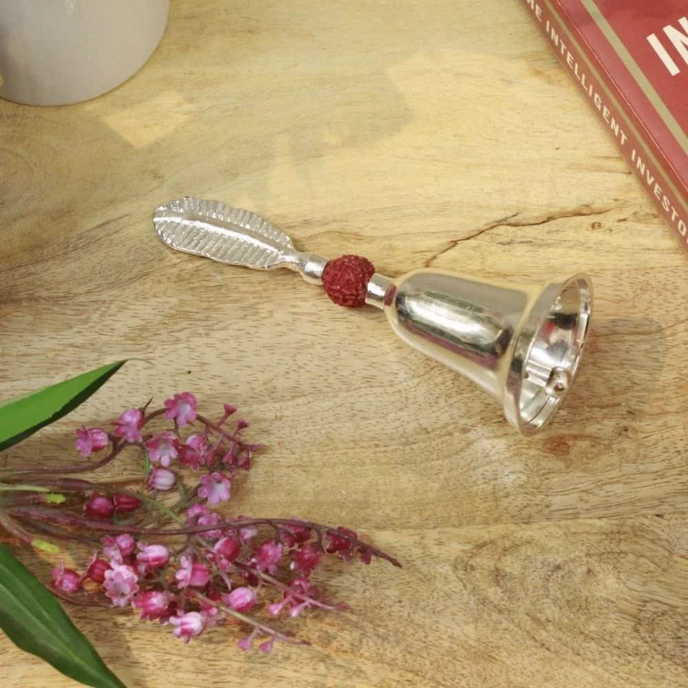 German silver puja bell Ideal for return gifts, housewarming, wedding favors & puja gifts.
