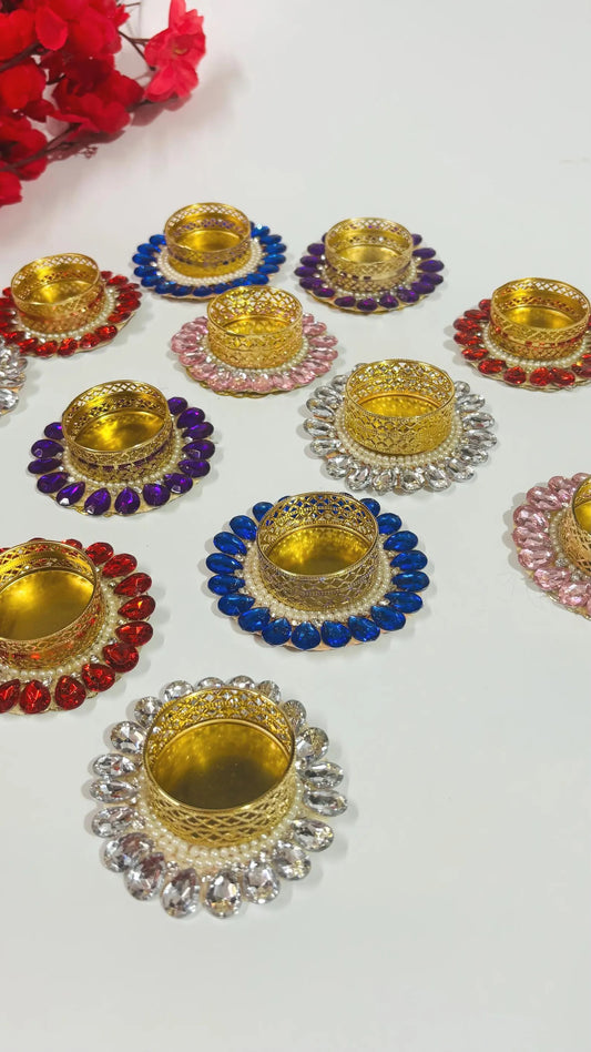 Stone Work Candle Holders, Diwali & Christmas Gifts, T-Light Candle Holders
