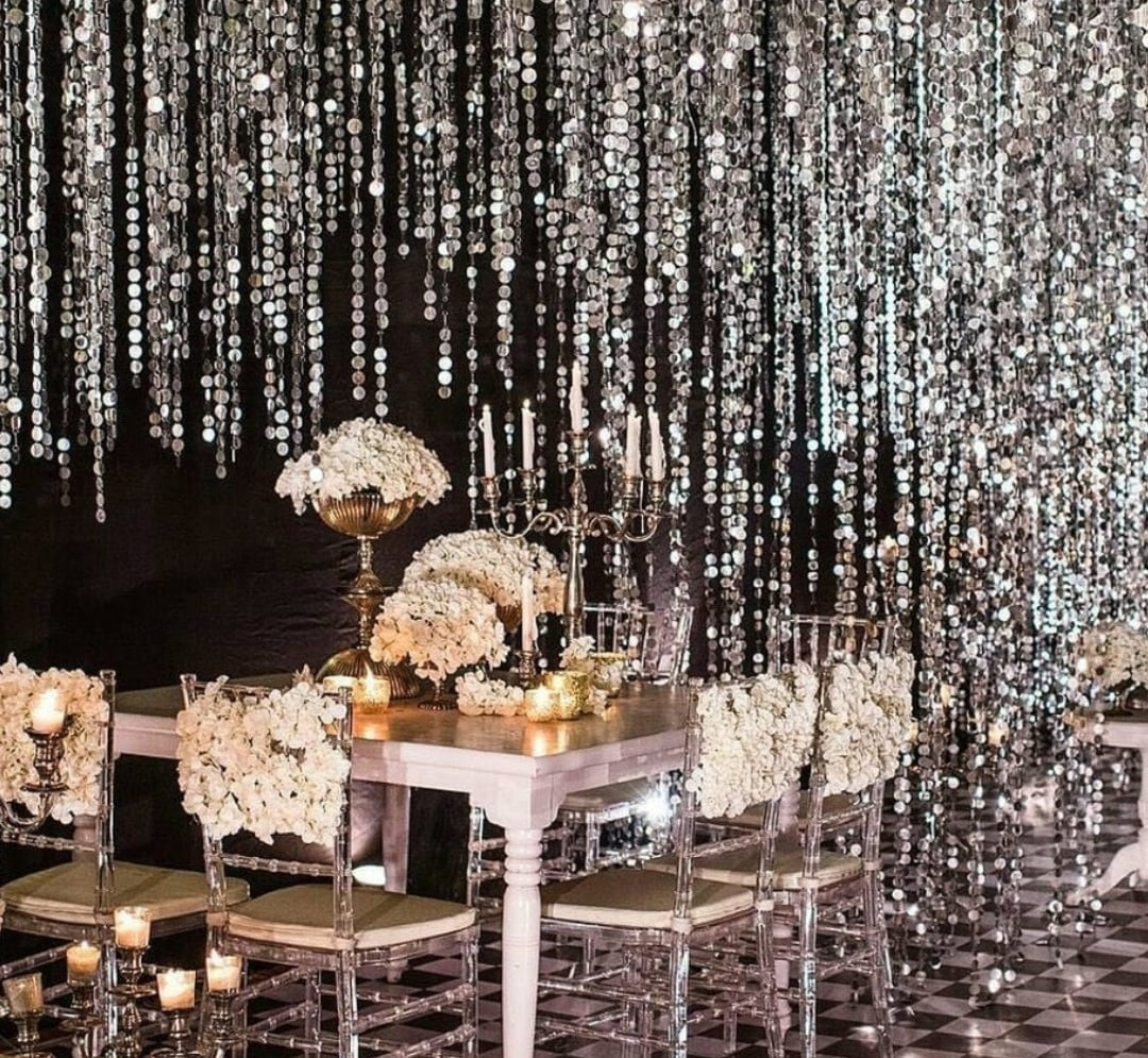 silver sequin line decoration in sangeet