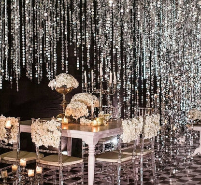 silver sequin line decoration in sangeet