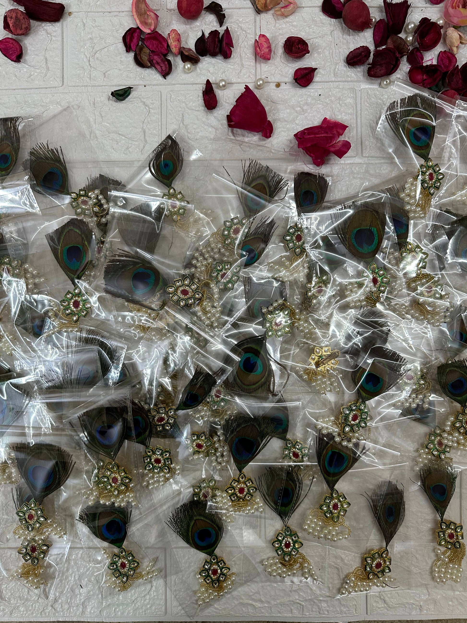 Kundan Peacock Feather Welcome Brooch Baraat Swagat Brooch For Guests