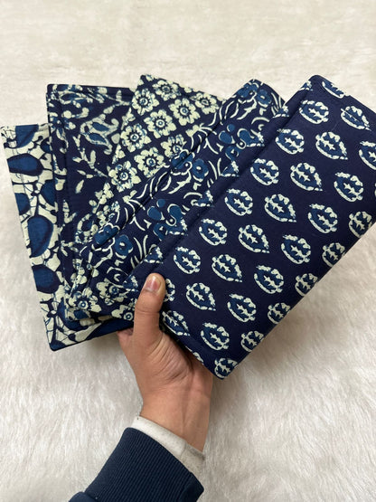 Indigo Block Print Clutch Bags For Gifts