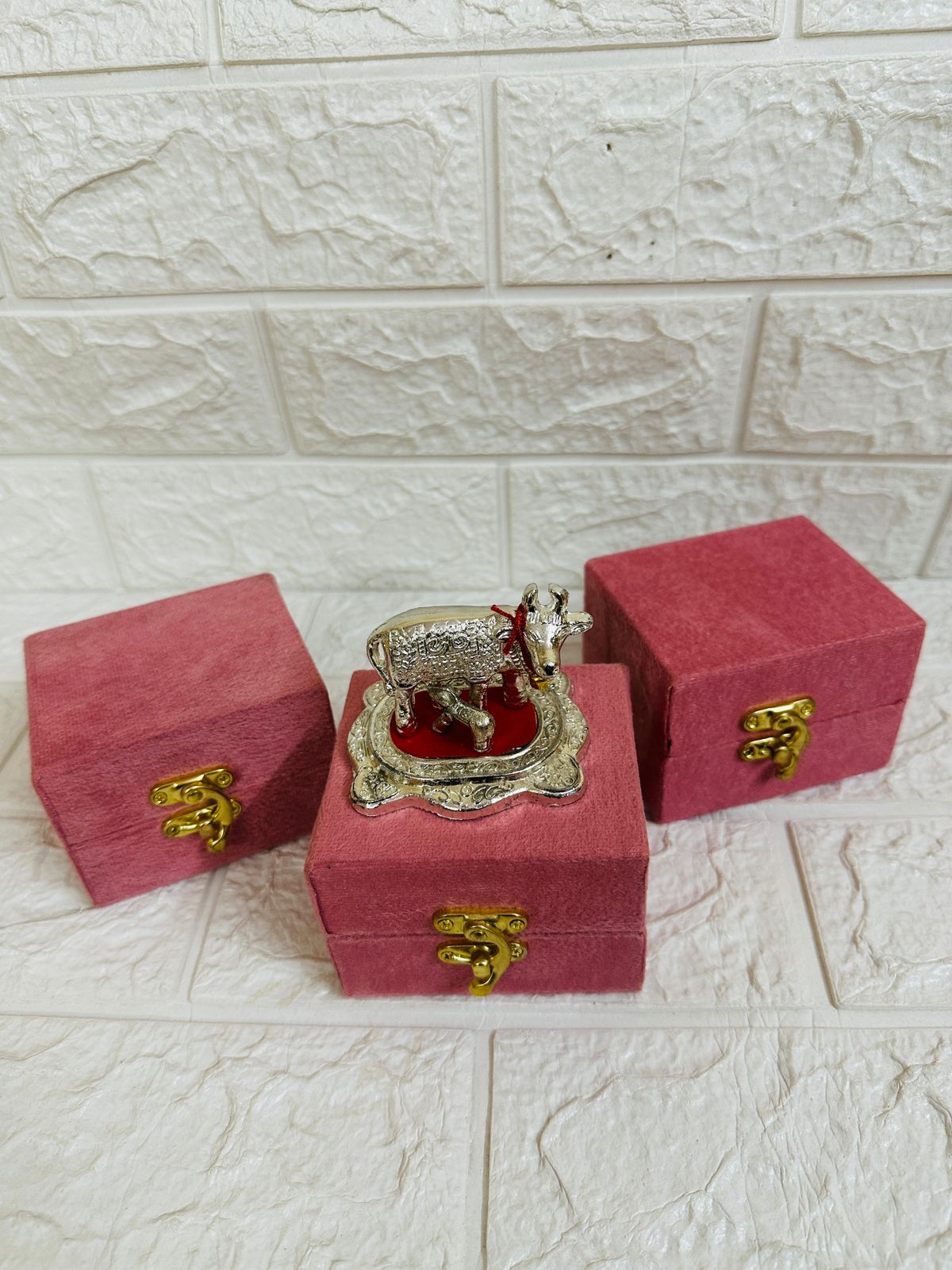 German Silver Kamdhenu Cow & Calf Gift, Puja, Housewarming, Baby Shower Gift