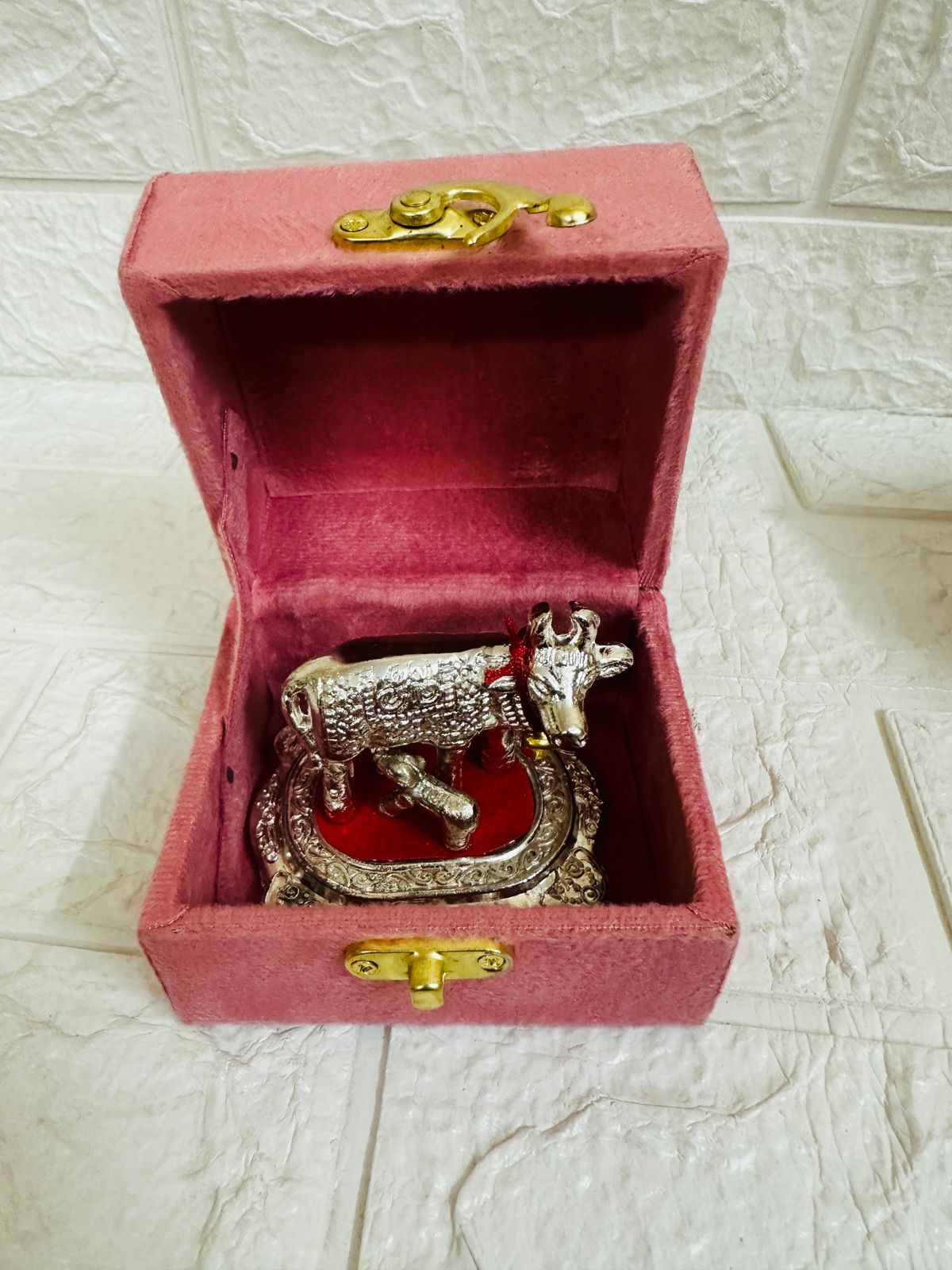 German Silver Kamdhenu Cow & Calf Gift, Puja, Housewarming, Baby Shower Gift