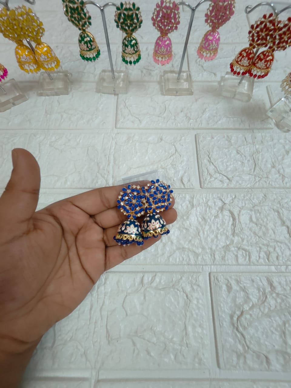 Meenakari Floral Earrings, Mehndi Favours, Return Gift For Women's