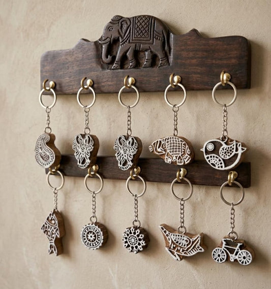 Wooden Hand Block Keyrings, Key Chains For Return Gifts
