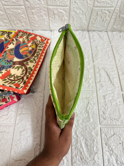 Madhubani Print Pouches, Clutches, Bags For Return Gifts