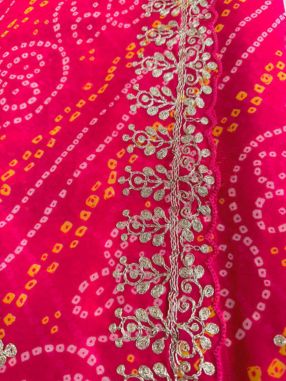 traditional bandhani embroidered party wedding wear saree