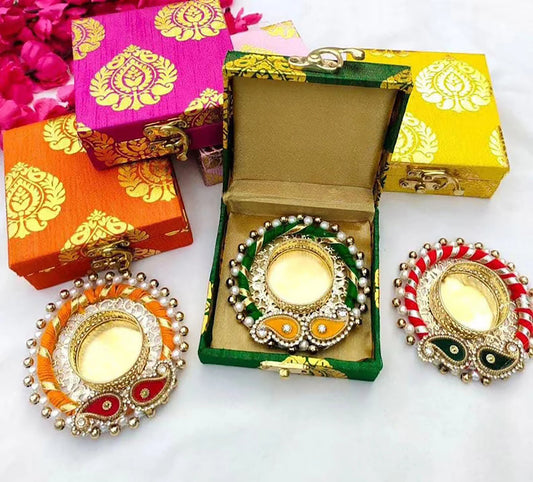 Set Of Candle Holder And Brocade Box Diwali Gifts For Guests