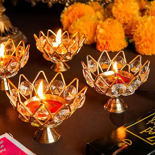 Crystal Metal Diya Puja Gifts, Housewarming Gifts, Navratri Gifts, Diwali Party Gifts For Guests