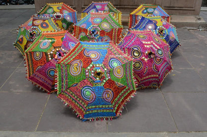 Indian Embroidered Umbrella Mehndi Sangeet Party Decoration, Wedding Backdrop Decor