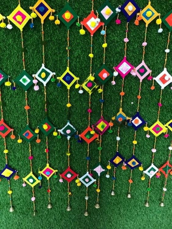 Kite Pom Pom Strings Mehndi Haldi Dholki Jagoo Decor