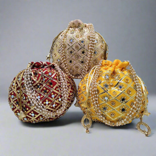 potli bags wedding favors, mehndi gifts, return gifts for guests, bridesmaid gifts.