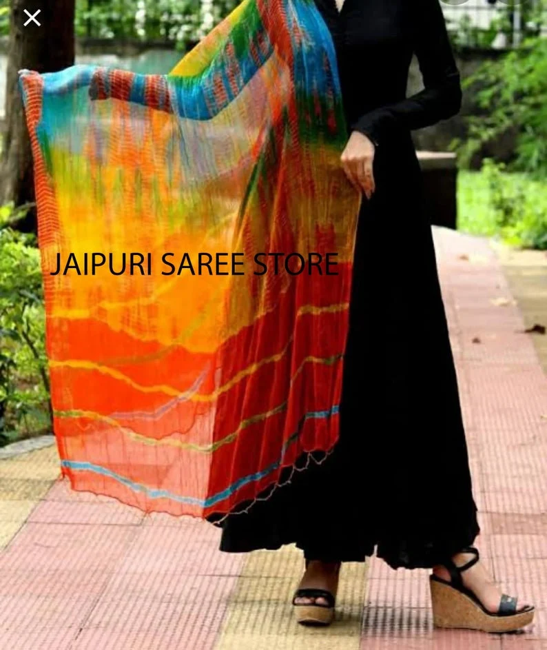 Tie Dye Chiffon Dupatta Scarves, Mehndi Gifts, Wedding Favors, Sangeet Gift For Guests