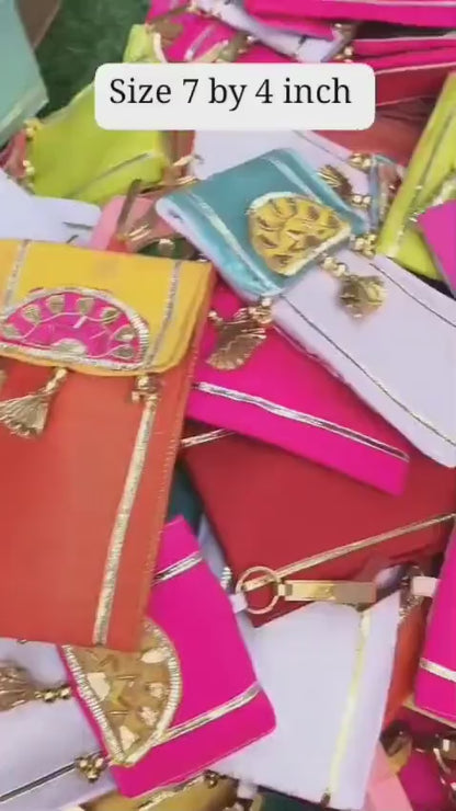 Gota Mobile Clutch, Satka Style Ethnic Wedding Favor Bag