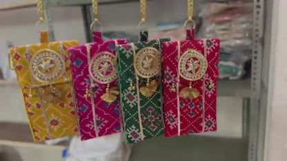 Patola Gota Patti Mobile Pouch For Mehendi Favours, Return Gifts
