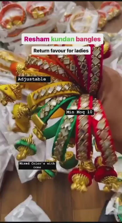 Silk Thread Kundan Free Size Openable Bangles, Wedding Favors Gifts, Mehndi Giveaway Gifts, Return Gifts For Guests