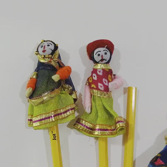 Kids Pencils, Gifts for kids, Kids Party Favor, Kids Birthday Gift, Puppet Show Pencil, Indian Dolls, Kids return gifts Classroom
