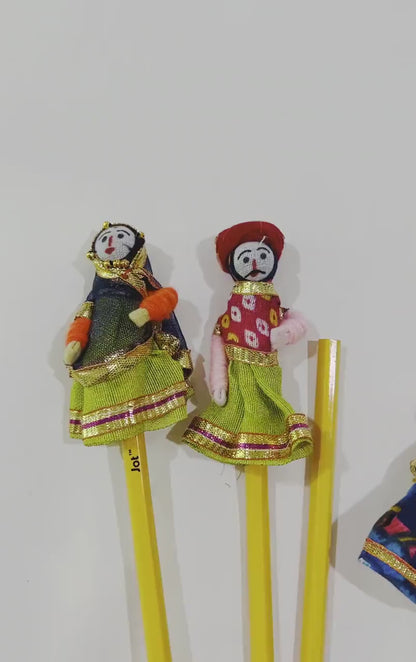 Kids Pencils, Gifts for kids, Kids Party Favor, Kids Birthday Gift, Puppet Show Pencil, Indian Dolls, Kids return gifts Classroom
