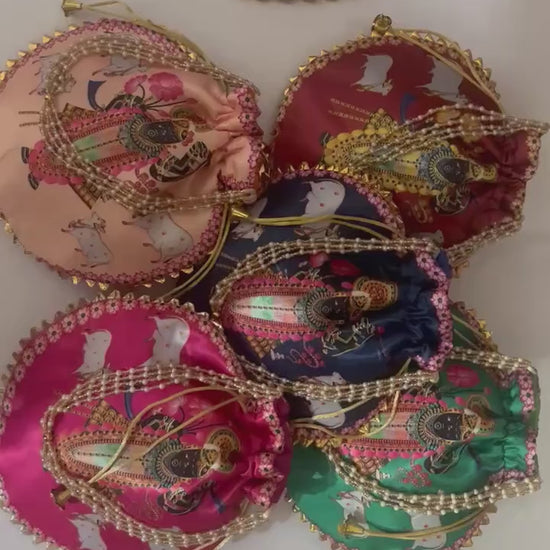 Shrinath Ji Potli Bags Women's Return Gifts Puja Favors