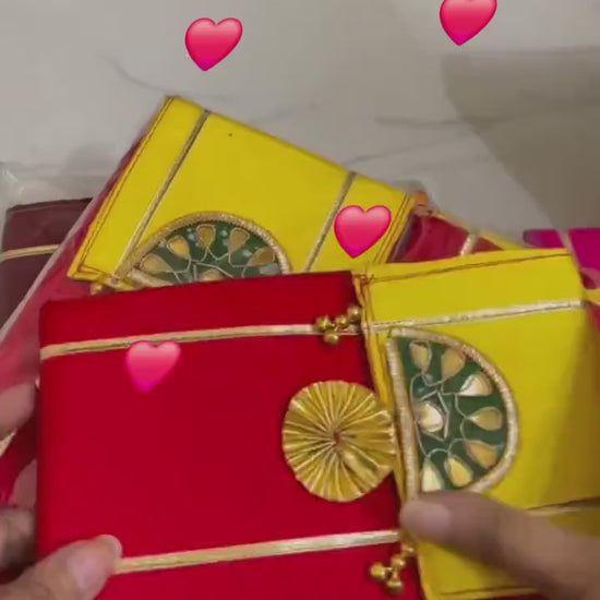 Handcrafted Gota Patti Mobile Pouch For Wedding Favours, Mehendi Gifts