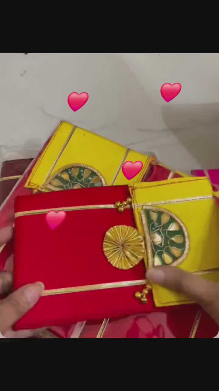 Handcrafted Gota Patti Mobile Pouch For Wedding Favours, Mehendi Gifts