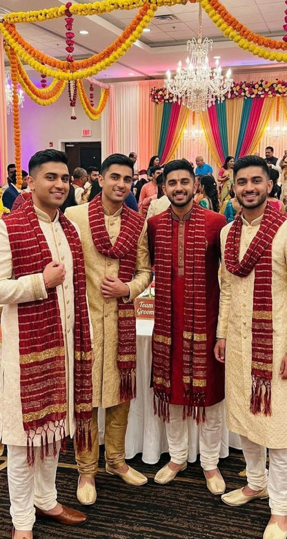 Wedding Men Stole, Indian Kurta Chunni, Groom Dupatta, Groomsmen, Baraati Gifts